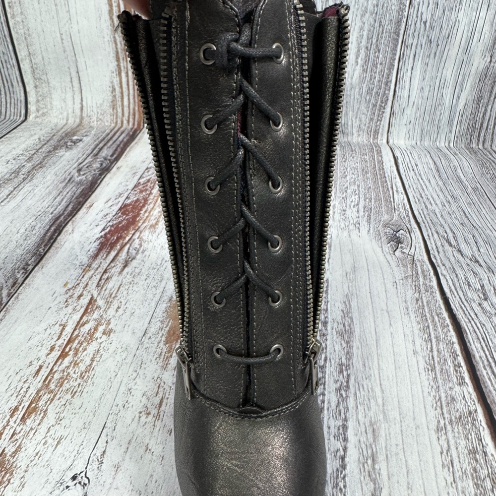 NWOT Madden Girl Black Heeled Boots with Lace-Up & Zippered Design Size 9.5 - Picture 7 of 11